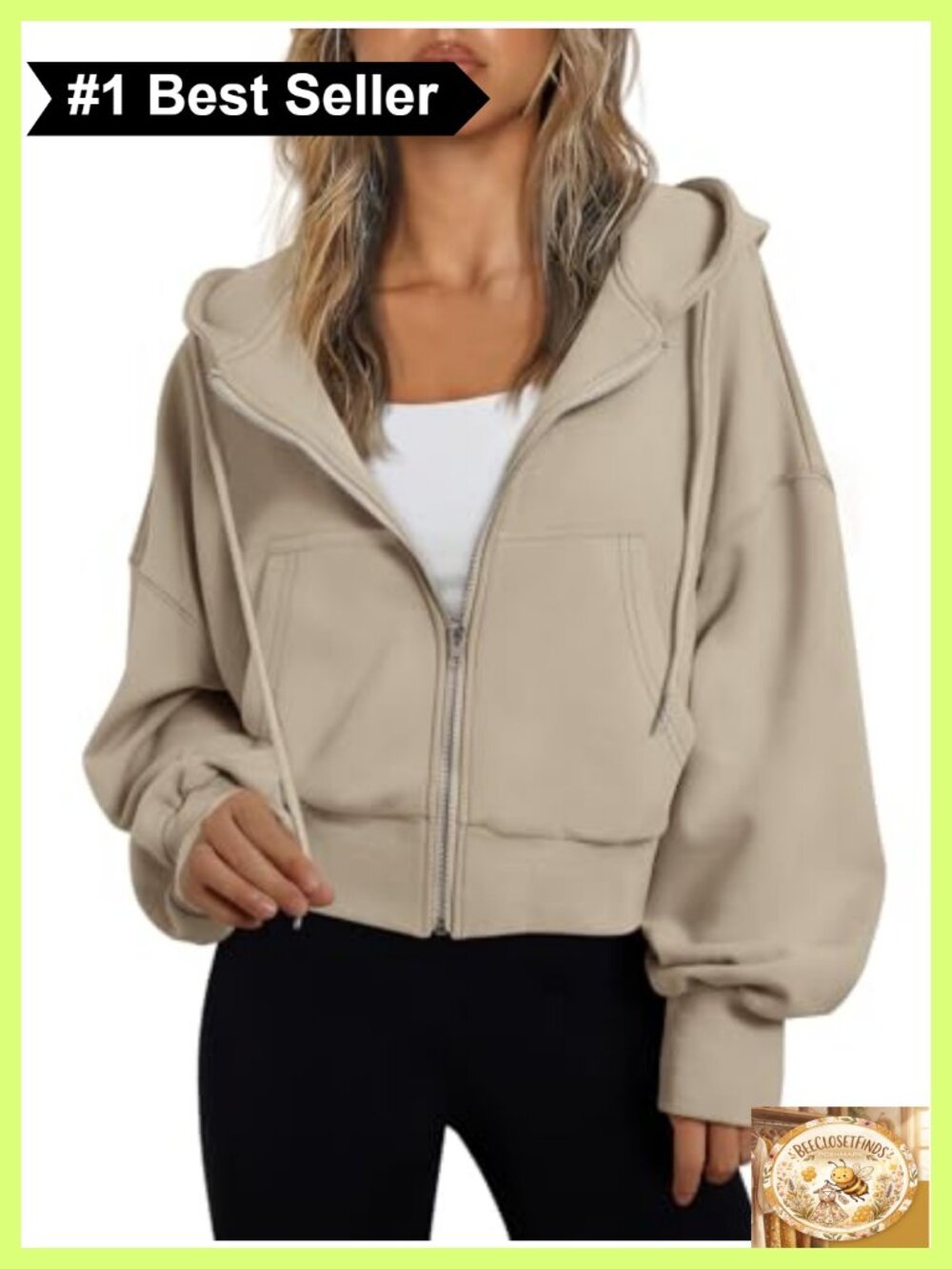 Women's Zip Up Cropped Hoodie Medium Weight Polyester Cotton Athleisure